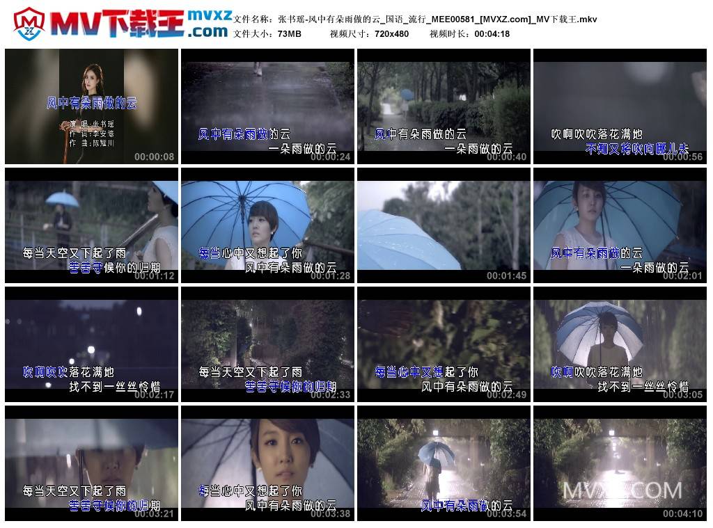 张书瑶-风中有朵雨做的云_国语_流行_MEE00581